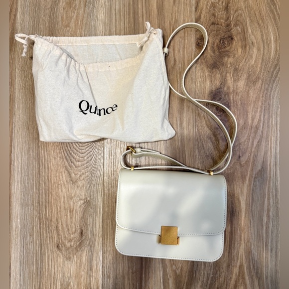 Quince Italian Leather Box Shoulder Bag – Cream - Picture 3 of 11